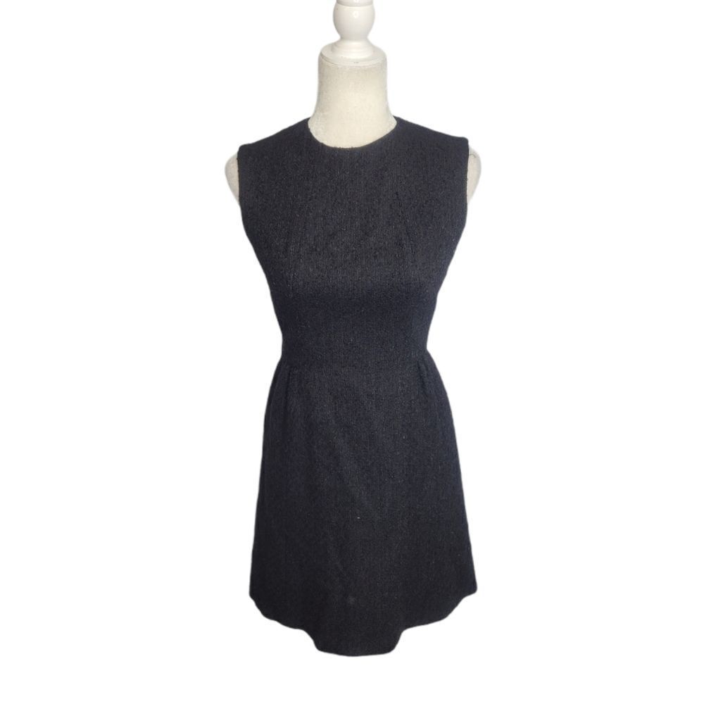 VINTAGE 60s dress Lanz black sleeveless textured mini S - Picture 1 of 13